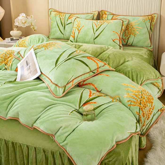 91家纺网 家纺一手货源 找家纺 念家居 2025新款高克重牛奶绒四件套保暖四件套直播爆款电商爆款 麦收