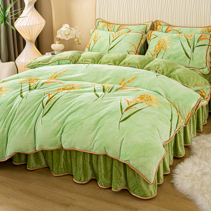 91家纺网 家纺一手货源 找家纺 念家居 2025新款高克重牛奶绒四件套保暖四件套直播爆款电商爆款 麦收