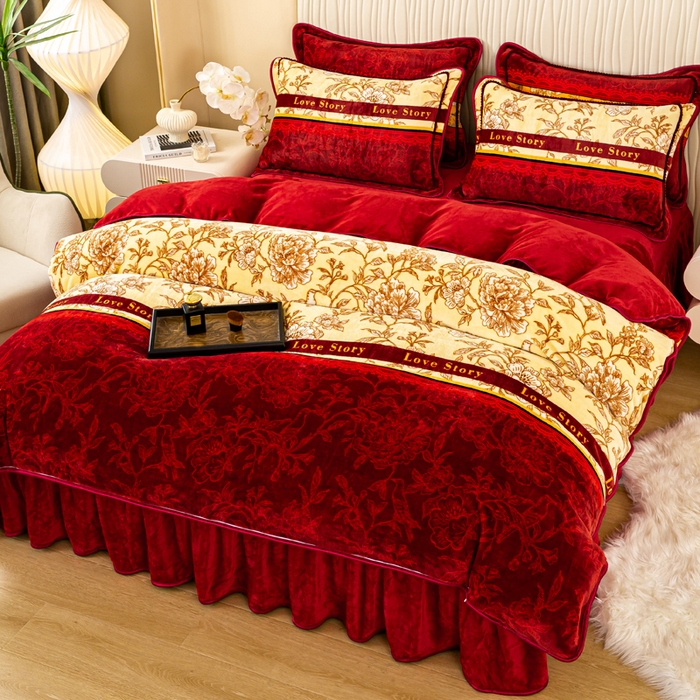 念家居 2025新款高克重牛奶绒四件套保暖四件套直播爆款电商爆款 鸟语花香