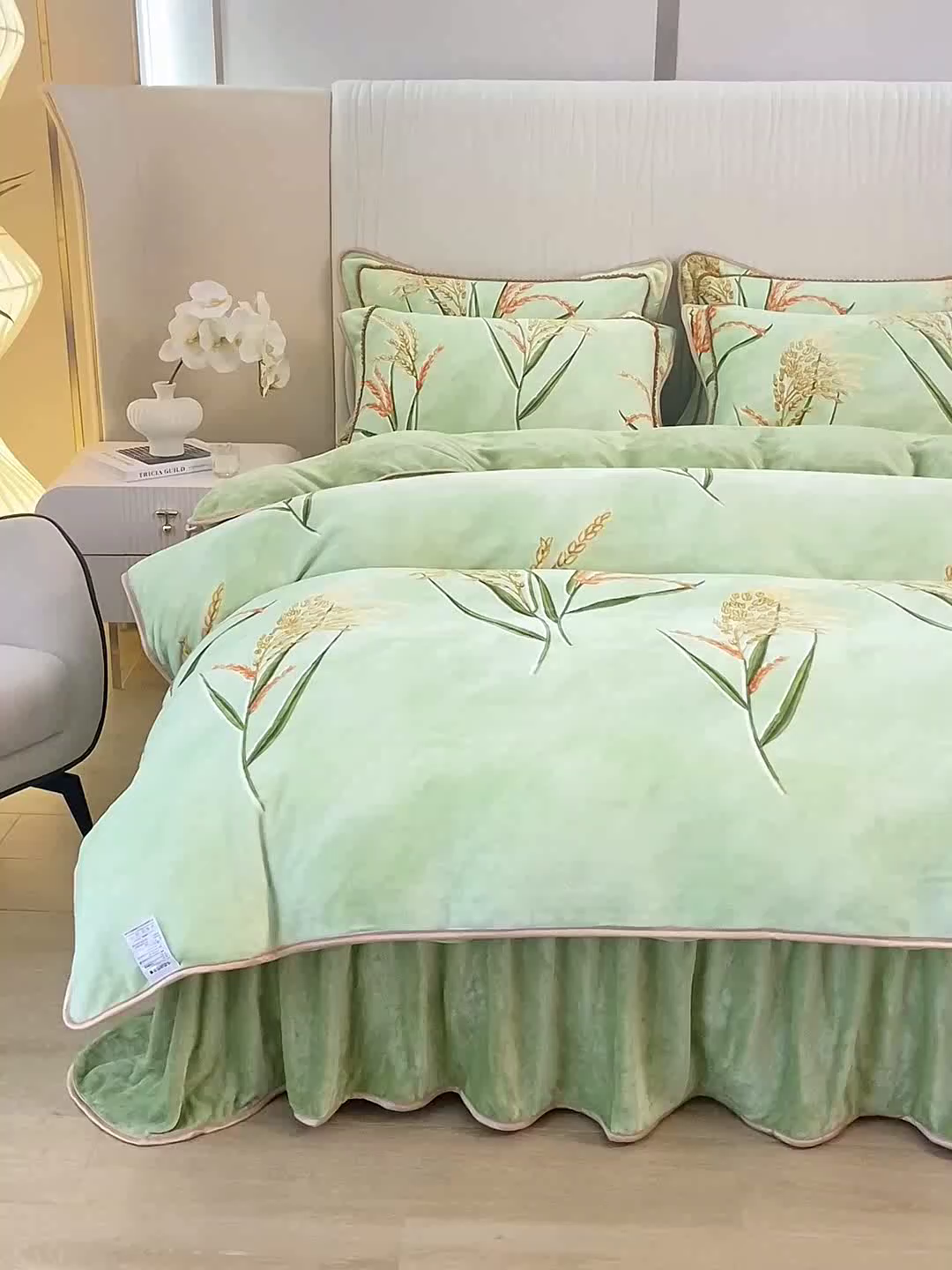 91家纺网 家纺一手货源 找家纺 念家居 2025新款高克重牛奶绒四件套保暖四件套直播爆款电商爆款 麦收