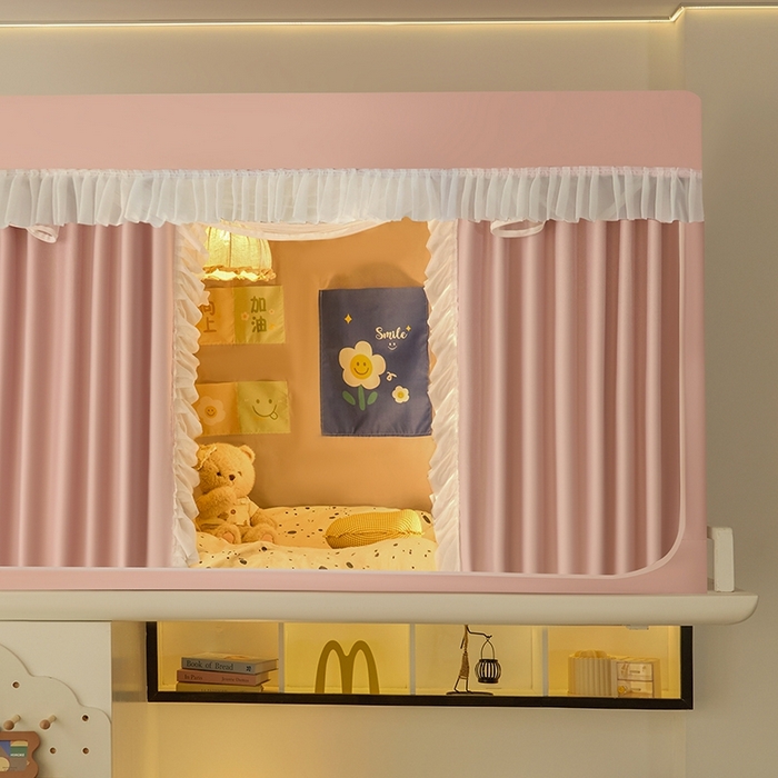 91家纺网 家纺一手货源 找家纺 飞轮海蚊帐 2025新款学生宿舍上下铺加厚遮光蚊帐XZ-93 樱花粉