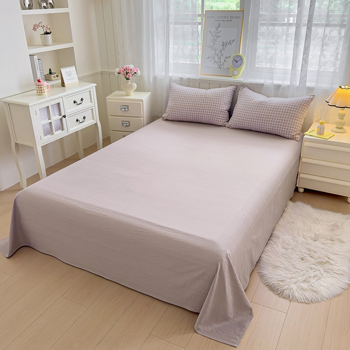 91家纺网 家纺一手货源 找家纺 好亿来家纺 2025新款加厚A类云感双层纱四件套 冰美式-浅咖