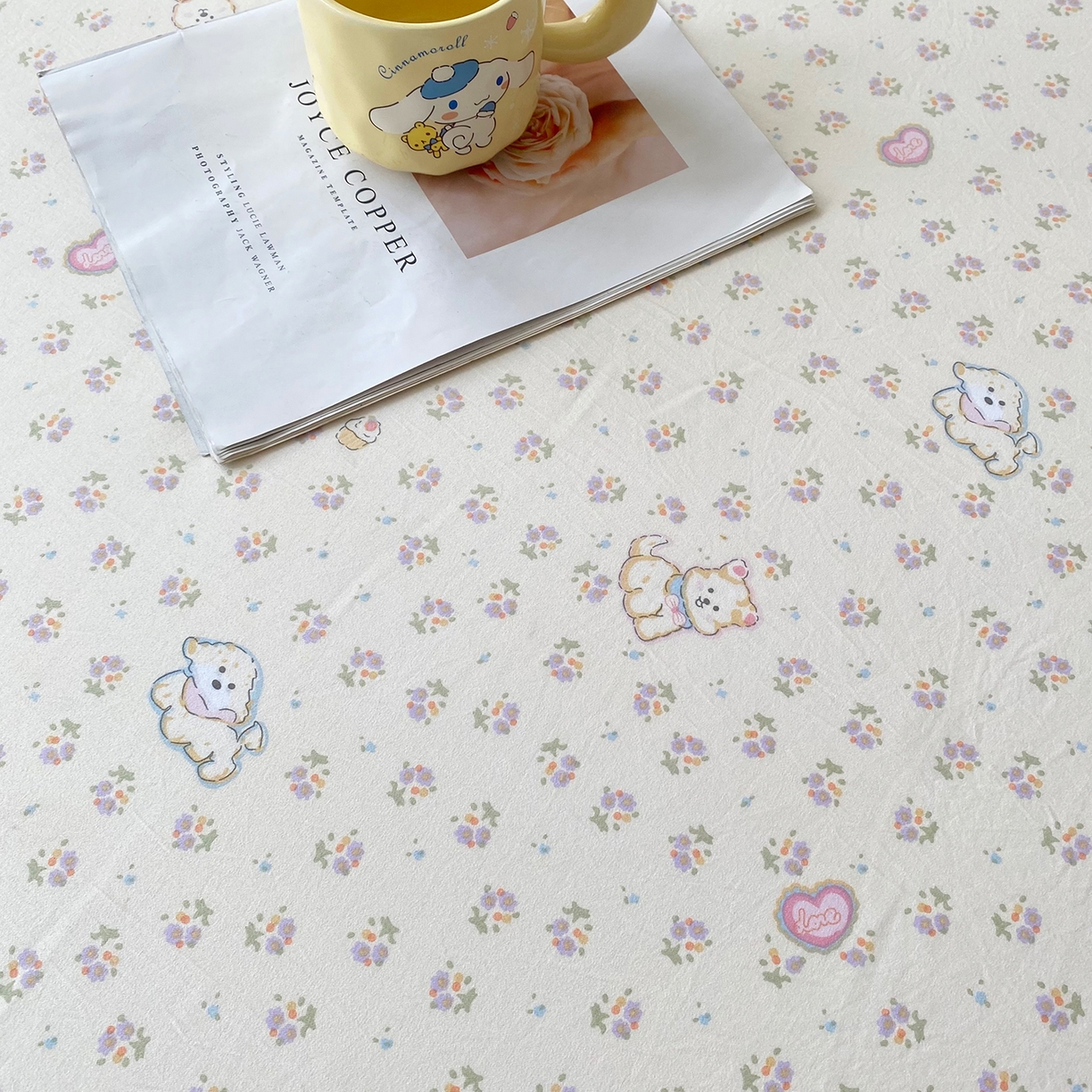 91家纺网 家纺一手货源 找家纺 棉乐町家居 2025新款木棉双层纱印花床笠 萌宠派对