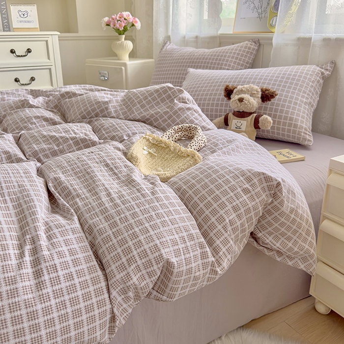 91家纺网 家纺一手货源 找家纺 好亿来家纺 2025新款加厚A类云感双层纱四件套 冰美式-浅咖