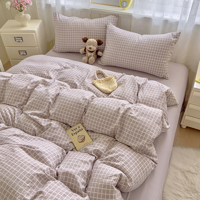 91家纺网 家纺一手货源 找家纺 好亿来家纺 2025新款加厚A类云感双层纱四件套 冰美式-浅咖