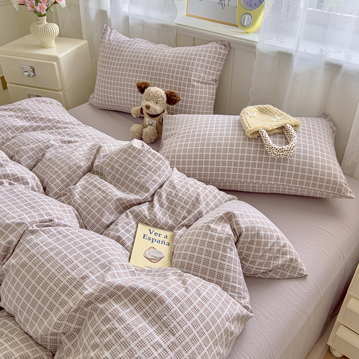 91家纺网 家纺一手货源 找家纺 好亿来家纺 2025新款加厚A类云感双层纱四件套 冰美式-浅咖