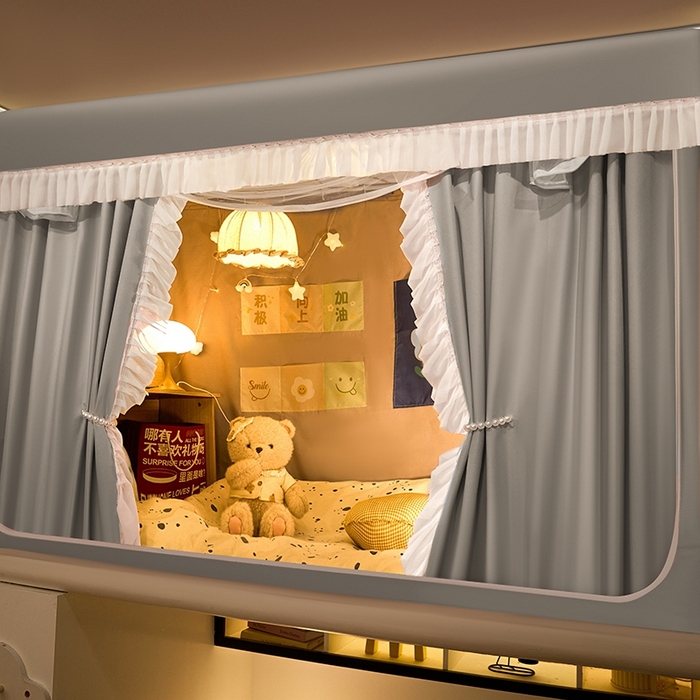 91家纺网 家纺一手货源 找家纺 飞轮海蚊帐 2025新款学生宿舍上下铺加厚遮光蚊帐XZ-93 银灰