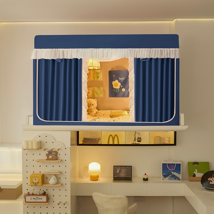 91家纺网 家纺一手货源 找家纺 飞轮海蚊帐 2025新款学生宿舍上下铺加厚遮光蚊帐XZ-93 宾利蓝