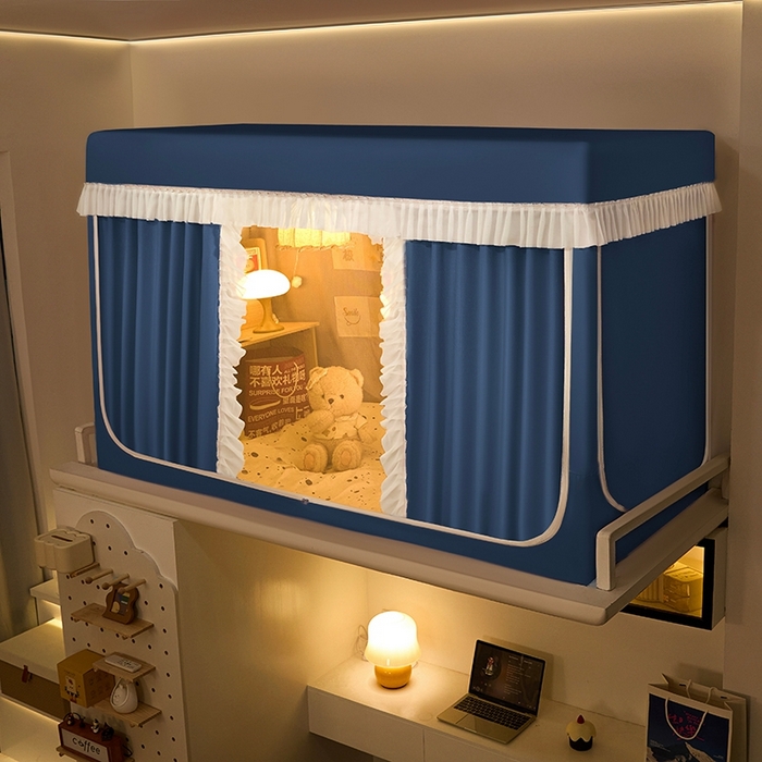 91家纺网 家纺一手货源 找家纺 飞轮海蚊帐 2025新款学生宿舍上下铺加厚遮光蚊帐XZ-93 宾利蓝