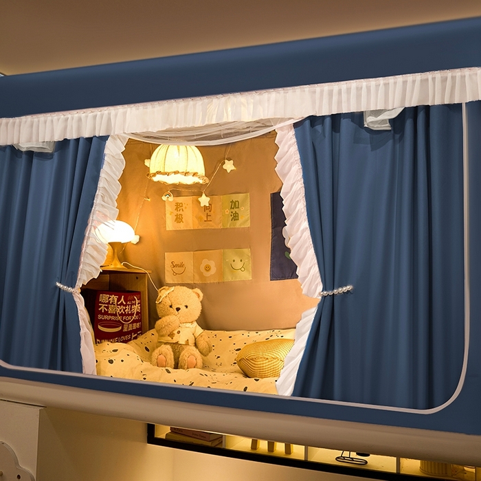 91家纺网 家纺一手货源 找家纺 飞轮海蚊帐 2025新款学生宿舍上下铺加厚遮光蚊帐XZ-93 宾利蓝