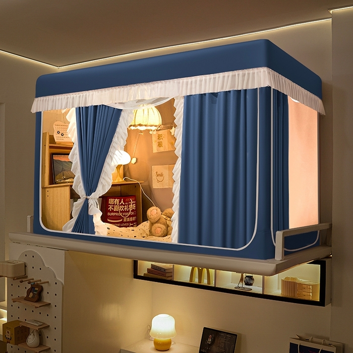 91家纺网 家纺一手货源 找家纺 飞轮海蚊帐 2025新款学生宿舍上下铺加厚遮光蚊帐XZ-93 宾利蓝