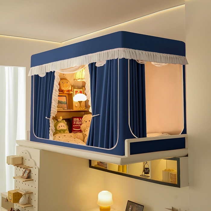 91家纺网 家纺一手货源 找家纺 飞轮海蚊帐 2025新款学生宿舍上下铺加厚遮光蚊帐XZ-93 宾利蓝