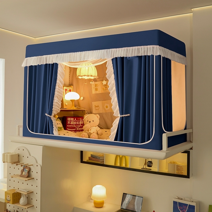 91家纺网 家纺一手货源 找家纺 飞轮海蚊帐 2025新款学生宿舍上下铺加厚遮光蚊帐XZ-93 宾利蓝