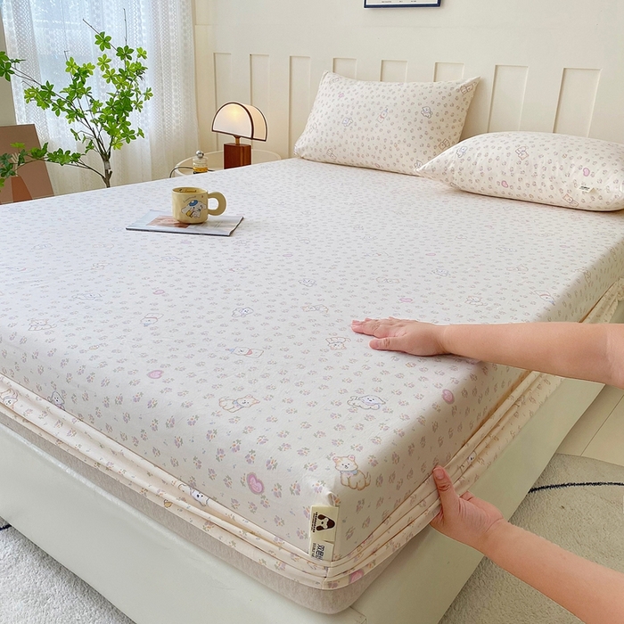 91家纺网 家纺一手货源 找家纺 （总）金泰莱 2025新款木棉双层纱印花床笠