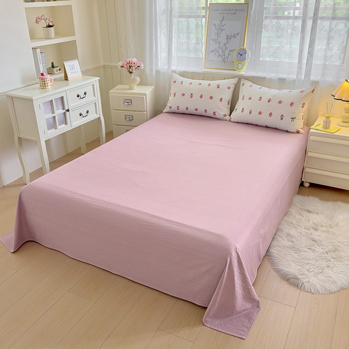 91家纺网 家纺一手货源 找家纺 好亿来家纺 2025新款加厚A类云感双层纱四件套 草莓果