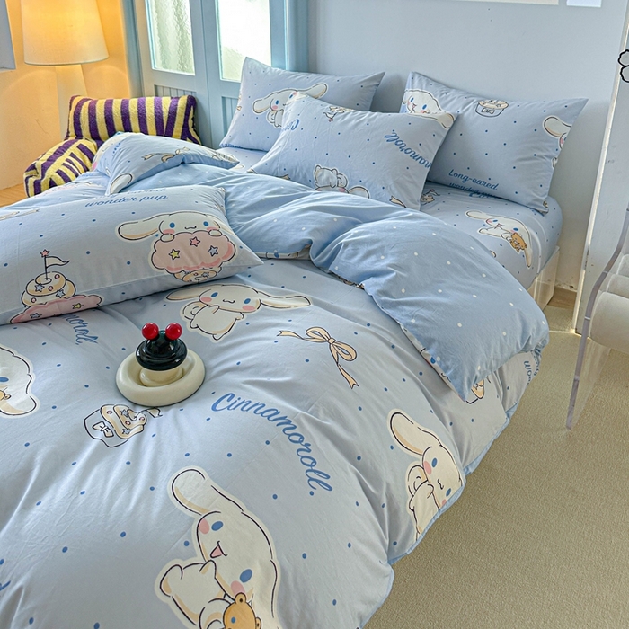 91家纺网 家纺一手货源 找家纺 2025新款8月正版授权三丽鸥全棉纯棉四件套系列 点点玉桂狗