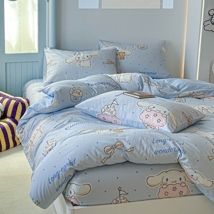 91家纺网 家纺一手货源 找家纺 2025新款8月正版授权三丽鸥全棉纯棉四件套系列 点点玉桂狗