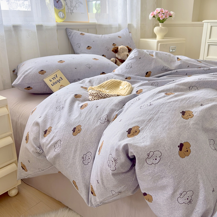 好亿来家纺 2025新款加厚A类云感双层纱四件套 恋恋熊