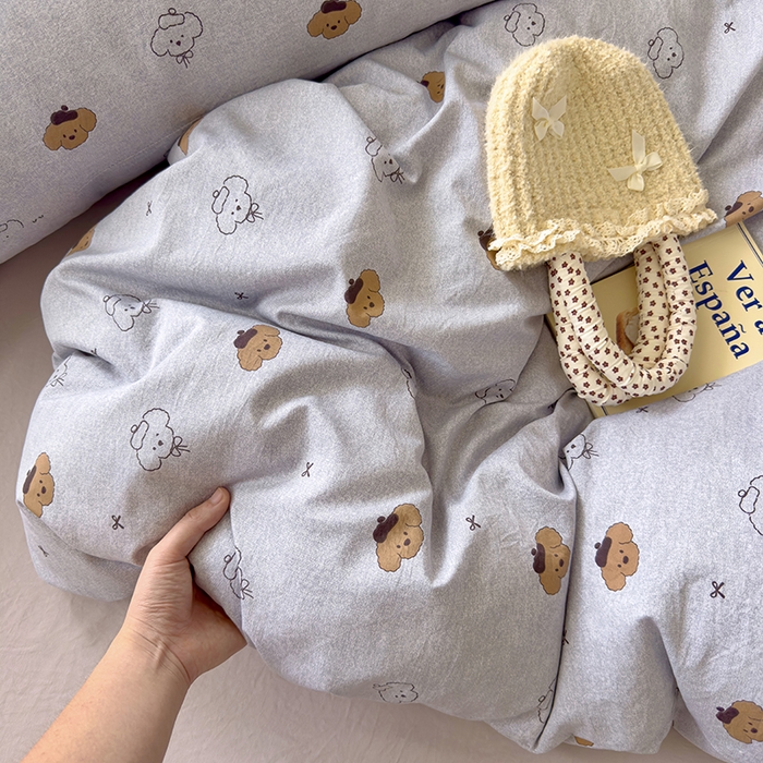 91家纺网 家纺一手货源 找家纺 好亿来家纺 2025新款加厚A类云感双层纱四件套 恋恋熊