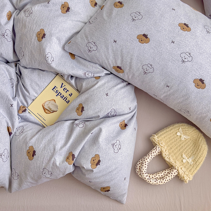 91家纺网 家纺一手货源 找家纺 好亿来家纺 2025新款加厚A类云感双层纱四件套 恋恋熊