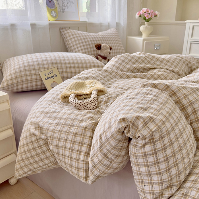 好亿来家纺 2025新款加厚A类云感双层纱四件套 麦斯-咖