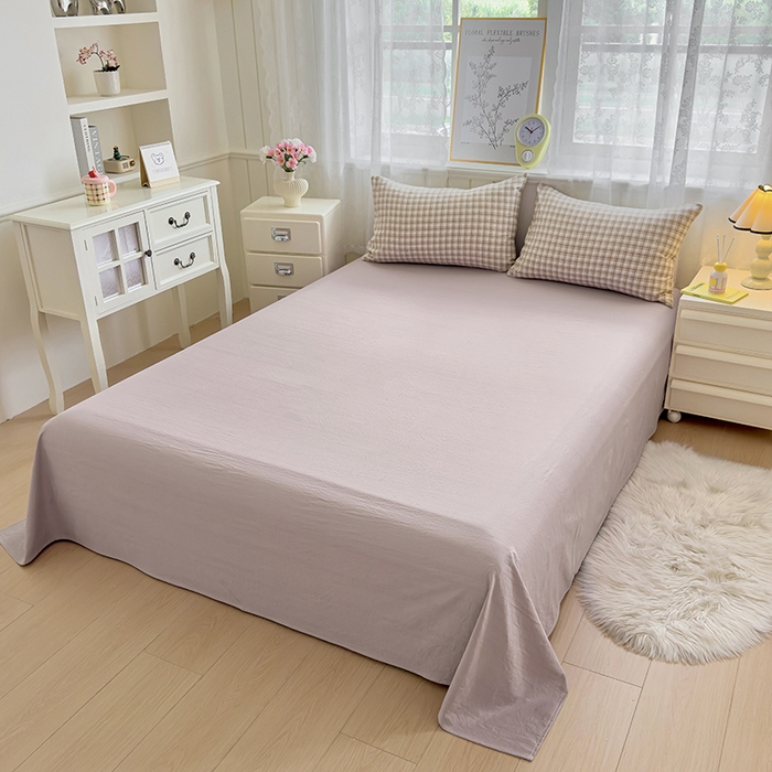 91家纺网 家纺一手货源 找家纺 好亿来家纺 2025新款加厚A类云感双层纱四件套 麦斯-咖