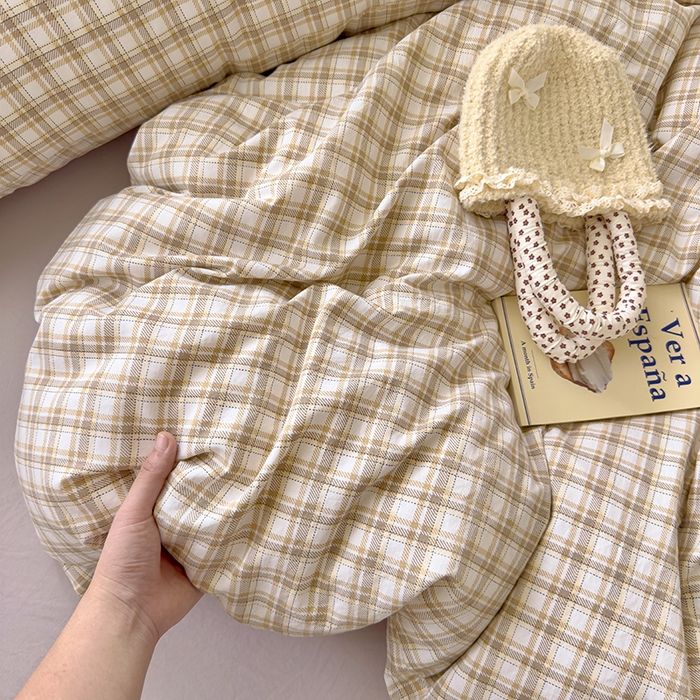 91家纺网 家纺一手货源 找家纺 好亿来家纺 2025新款加厚A类云感双层纱四件套 麦斯-咖