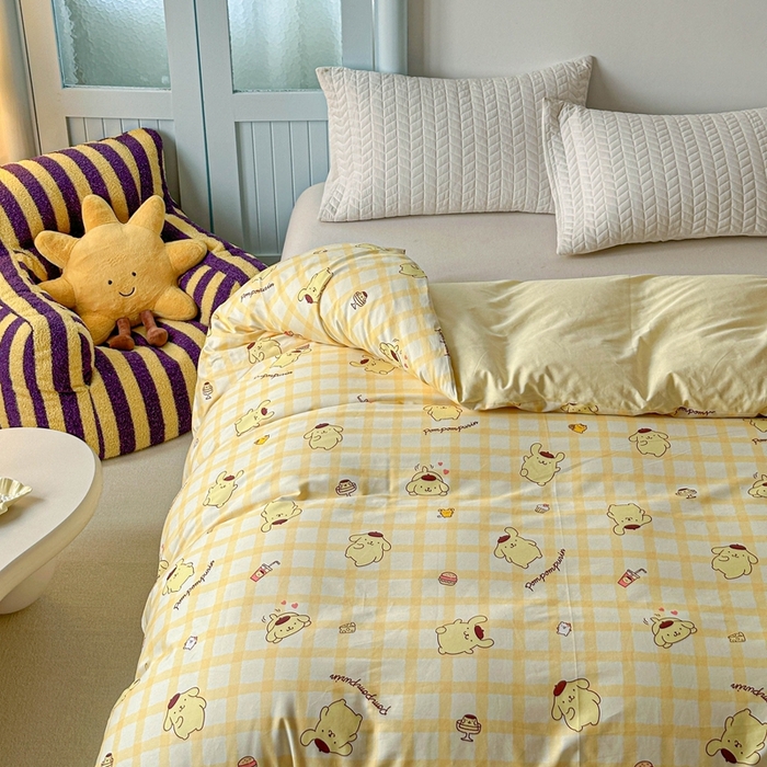 91家纺网 家纺一手货源 找家纺 爱丽丝2025新款8月正版授权三丽鸥全棉纯棉被套单品系列 焦糖布丁狗