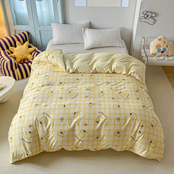 91家纺网 家纺一手货源 找家纺 爱丽丝2025新款8月正版授权三丽鸥全棉纯棉被套单品系列 焦糖布丁狗