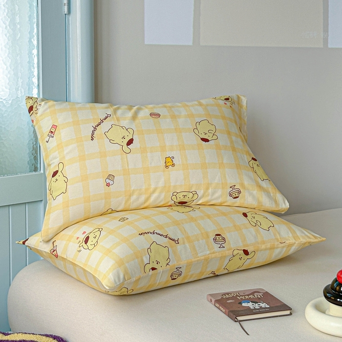 91家纺网 家纺一手货源 找家纺 爱丽丝2025新款8月正版授权三丽鸥全棉纯棉枕套单品系列 焦糖布丁狗