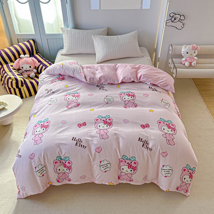 91家纺网 家纺一手货源 找家纺 爱丽丝2025新款8月正版授权三丽鸥全棉纯棉被套单品系列 宝贝KT