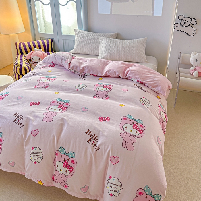 91家纺网 家纺一手货源 找家纺 爱丽丝2025新款8月正版授权三丽鸥全棉纯棉被套单品系列 宝贝KT