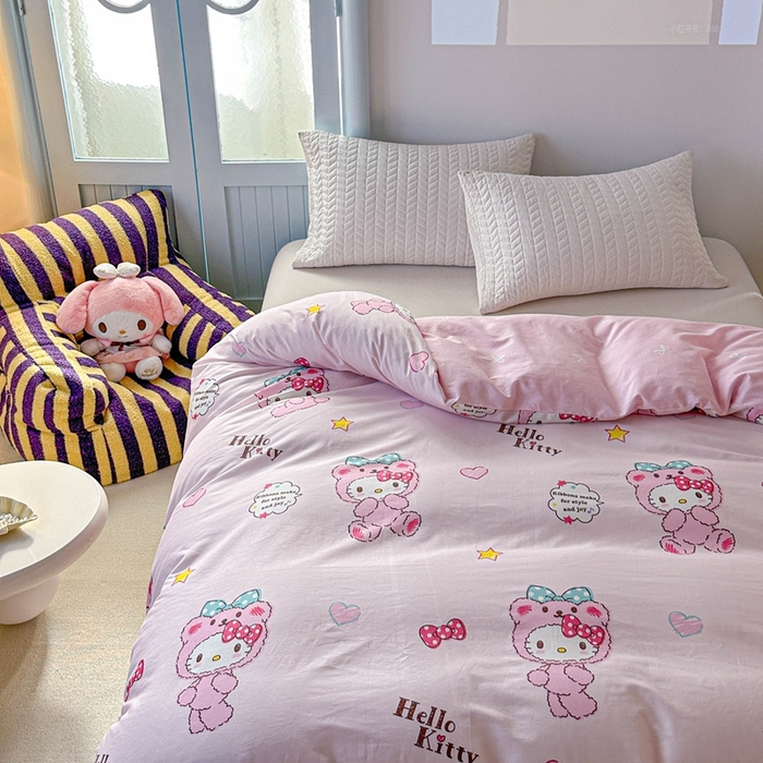 91家纺网 家纺一手货源 找家纺 爱丽丝2025新款8月正版授权三丽鸥全棉纯棉被套单品系列 宝贝KT