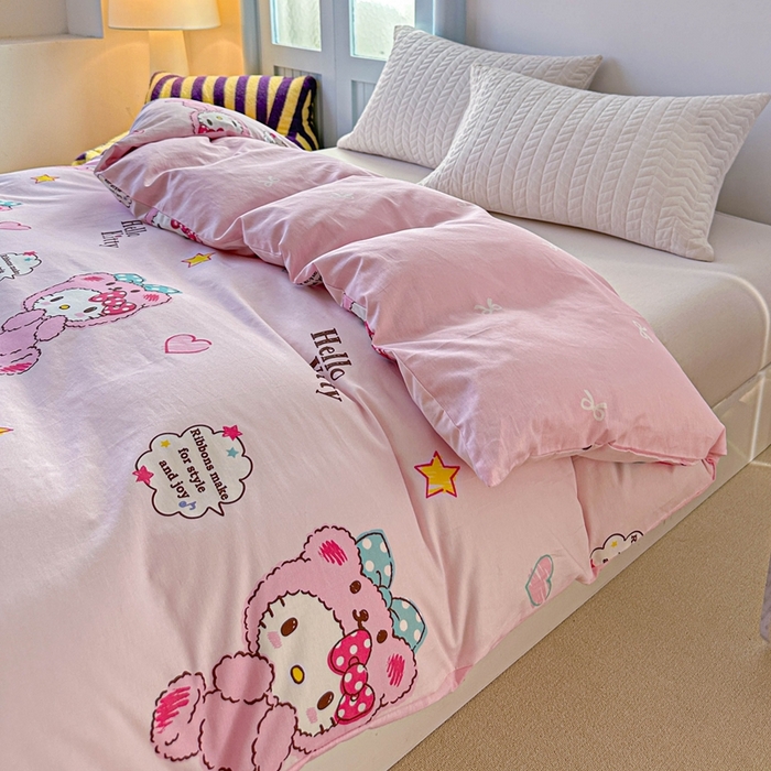 91家纺网 家纺一手货源 找家纺 爱丽丝2025新款8月正版授权三丽鸥全棉纯棉被套单品系列 宝贝KT