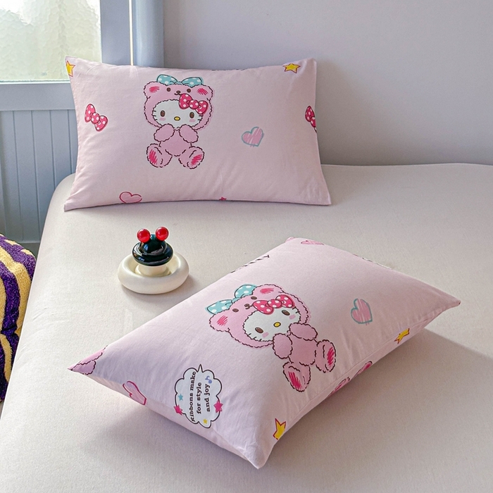 91家纺网 家纺一手货源 找家纺 爱丽丝2025新款8月正版授权三丽鸥全棉纯棉枕套单品系列 宝贝KT