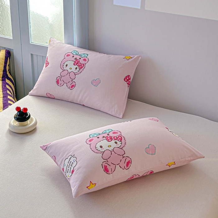 91家纺网 家纺一手货源 找家纺 爱丽丝2025新款8月正版授权三丽鸥全棉纯棉枕套单品系列 宝贝KT