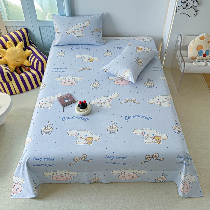 91家纺网 家纺一手货源 找家纺 爱丽丝2025新款8月正版授权三丽鸥全棉纯棉床单单品系列 点点玉桂狗