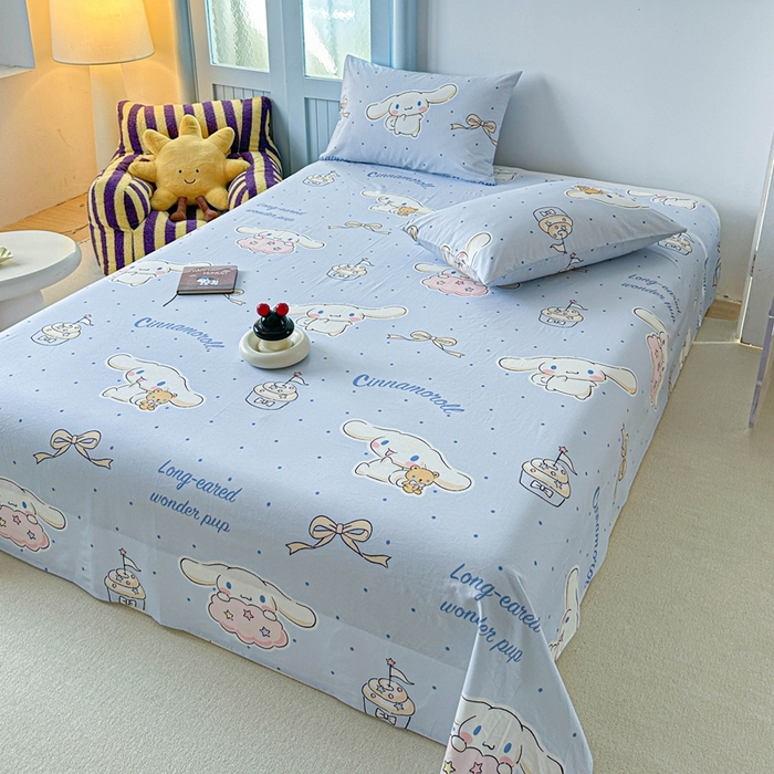 91家纺网 家纺一手货源 找家纺 爱丽丝2025新款8月正版授权三丽鸥全棉纯棉床单单品系列 点点玉桂狗