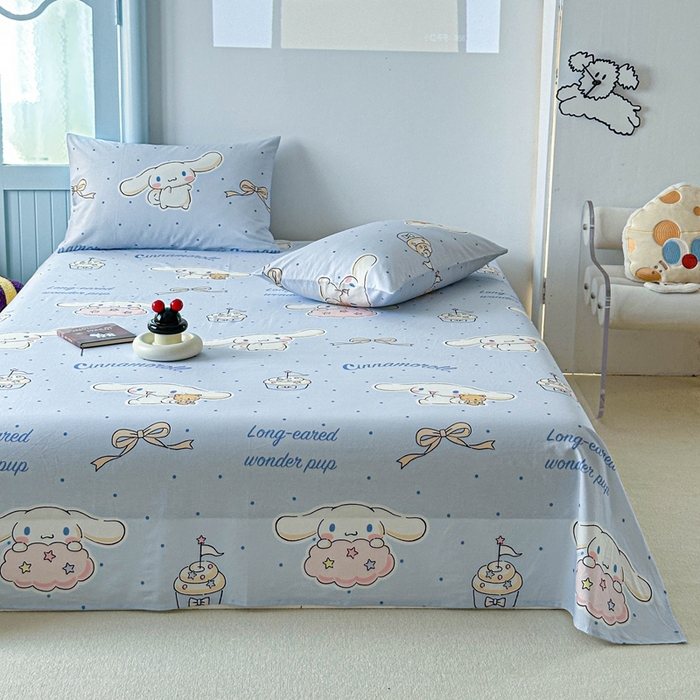 91家纺网 家纺一手货源 找家纺 爱丽丝2025新款8月正版授权三丽鸥全棉纯棉床单单品系列 点点玉桂狗