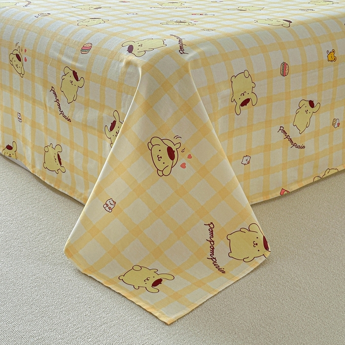 91家纺网 家纺一手货源 找家纺 爱丽丝2025新款8月正版授权三丽鸥全棉纯棉床单单品系列 焦糖布丁狗