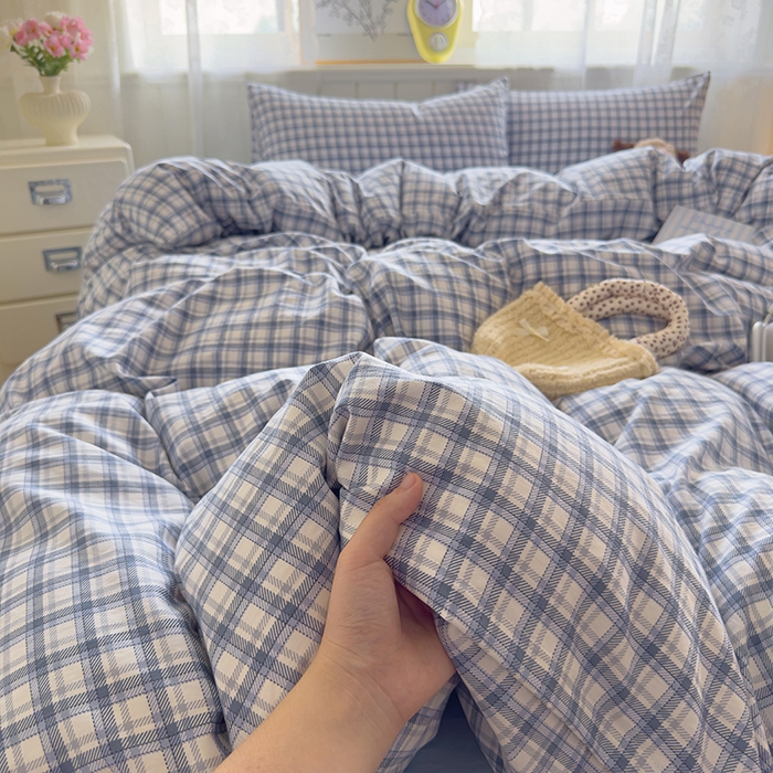 91家纺网 家纺一手货源 找家纺 好亿来家纺 2025新款加厚A类云感双层纱单品被套 被套单件 麦斯-蓝