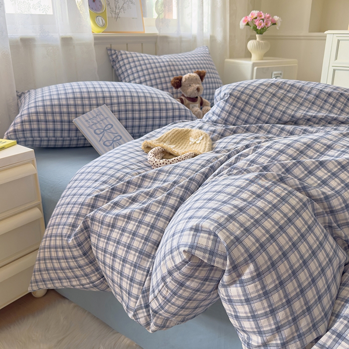 91家纺网 家纺一手货源 找家纺 好亿来家纺 2025新款加厚A类云感双层纱单品被套 被套单件 麦斯-蓝