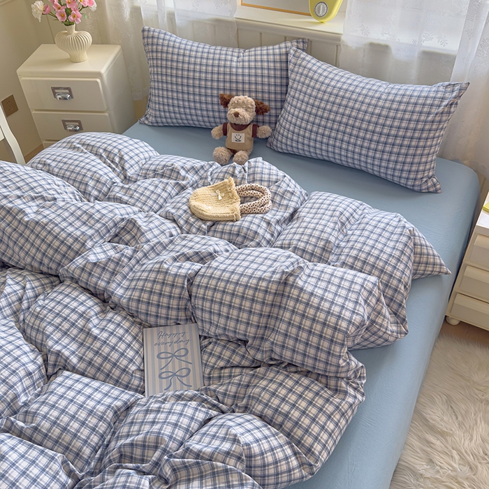 91家纺网 家纺一手货源 找家纺 好亿来家纺 2025新款加厚A类云感双层纱单品被套 被套单件 麦斯-蓝