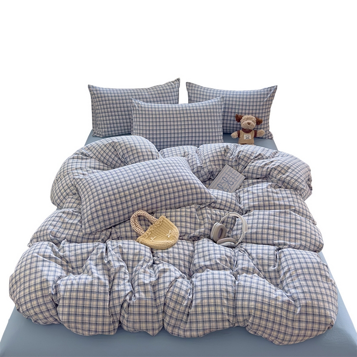 91家纺网 家纺一手货源 找家纺 好亿来家纺 2025新款加厚A类云感双层纱单品被套 被套单件 麦斯-蓝