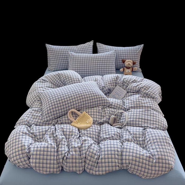 91家纺网 家纺一手货源 找家纺 好亿来家纺 2025新款加厚A类云感双层纱单品被套 被套单件 麦斯-蓝