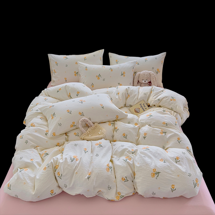 91家纺网 家纺一手货源 找家纺 好亿来家纺 2025新款加厚A类云感双层纱单品被套 被套单件 明媚-桔