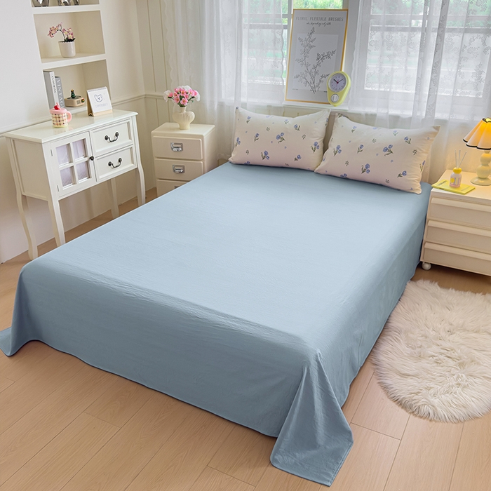 91家纺网 家纺一手货源 找家纺 好亿来家纺 2025新款加厚A类云感双层纱单品被套 被套单件 明媚-蓝