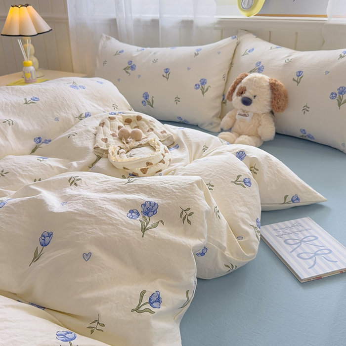 91家纺网 家纺一手货源 找家纺 好亿来家纺 2025新款加厚A类云感双层纱单品被套 被套单件 明媚-蓝