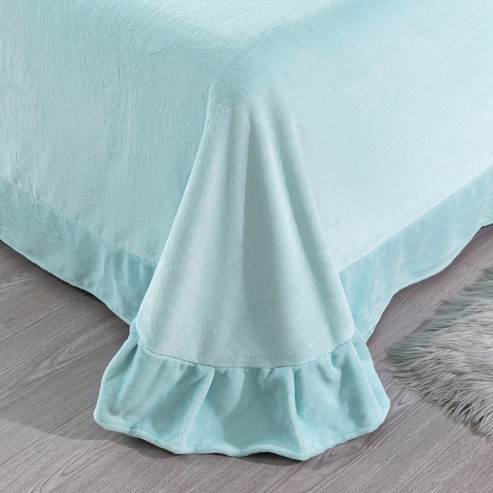 91家纺网 家纺一手货源 找家纺 优姿家纺 2025新款300克全消光牛奶蛋白蚕丝绒四件套 凯丽-水绿