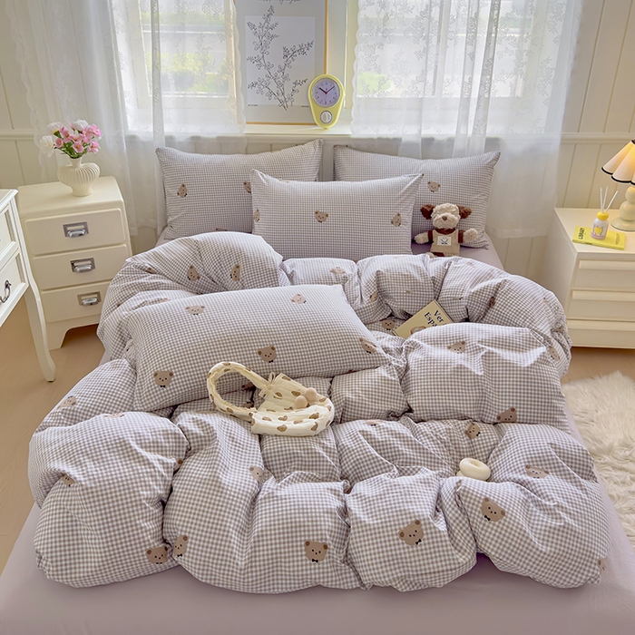 91家纺网 家纺一手货源 找家纺 好亿来家纺 2025新款加厚A类云感双层纱单品被套 被套单件 奶熊